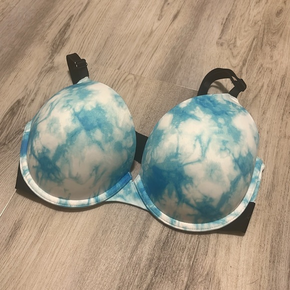 PINK by Victoria's Secret Blue White Tie Dyed Push Up Bra 36C - Picture 2 of 4